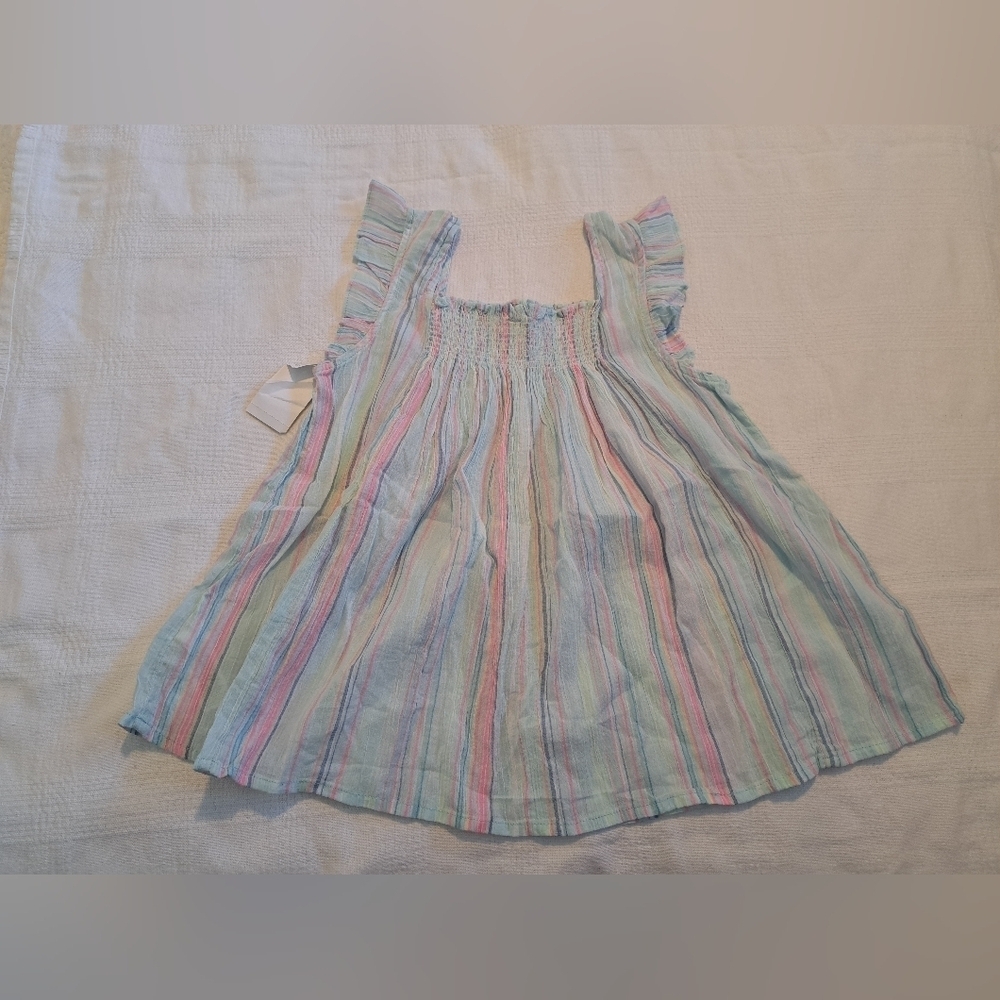 Oshkosh girls size 7 sleeveless ruffle shoulder striped top, New